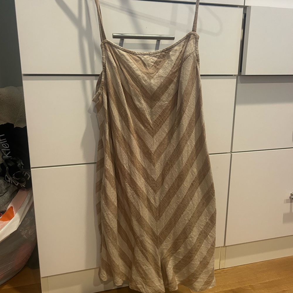 Urban Outfitters Beige and light brown Striped shorts romper size medium